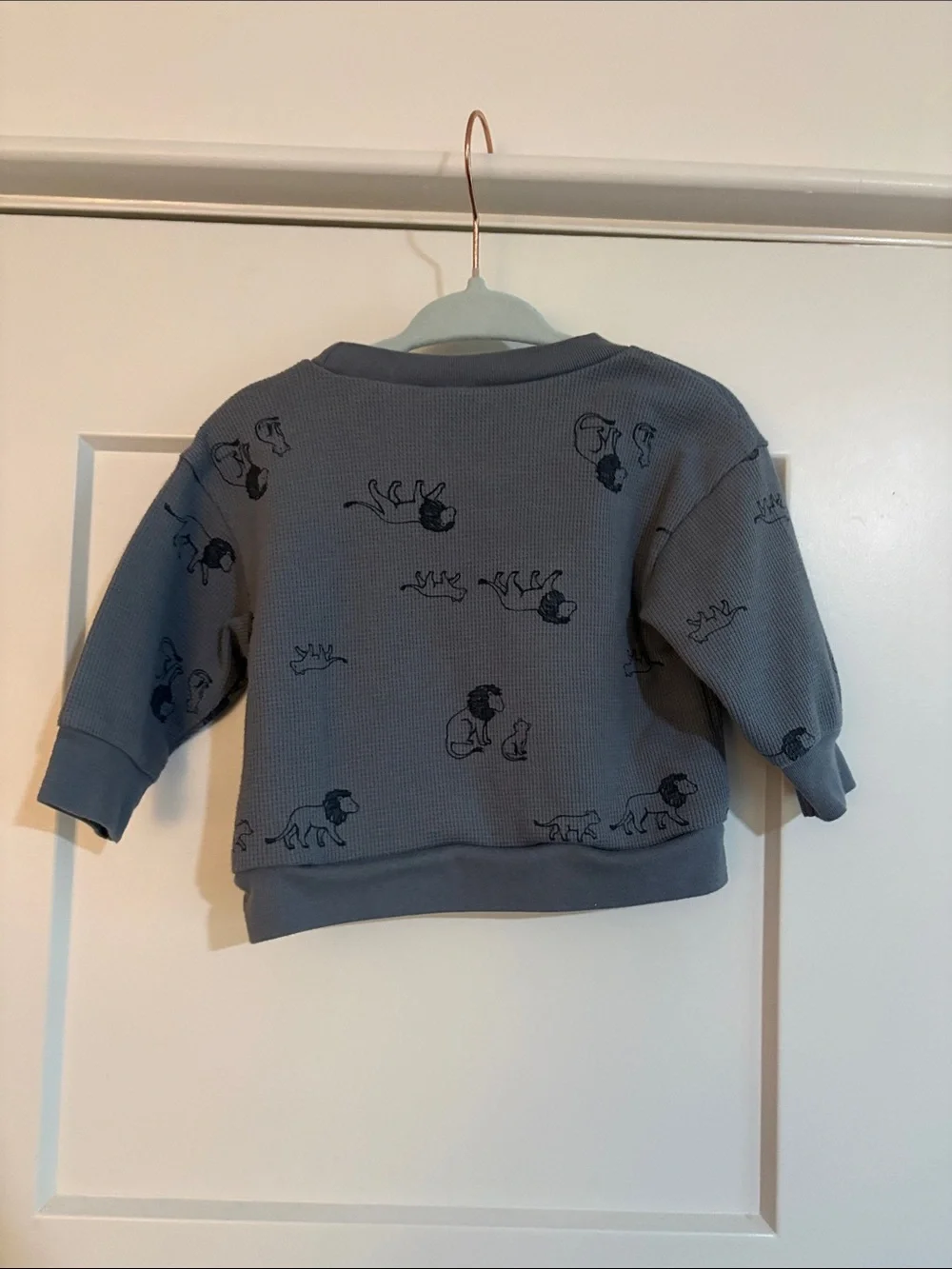 Carter’s Baby Boy Gray Sweatshirt & Jogger Waffle Knit Set with Animal Print